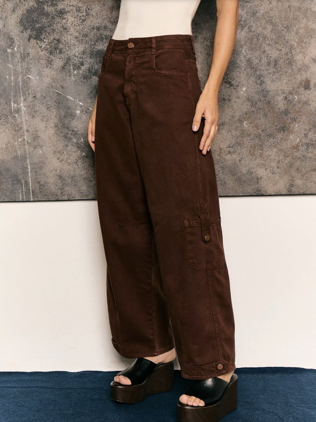 Calça wide balloon Marrom 
